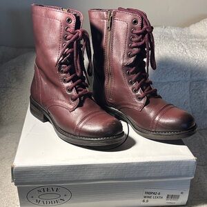 Steve Madden Burgundy Combat Boots